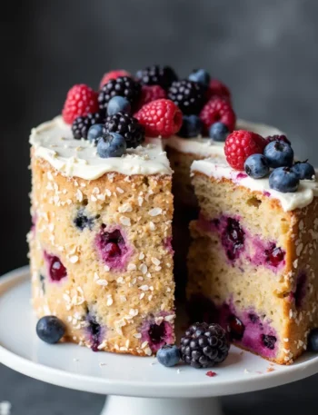 Berry Coconut Dog Birthday Cake Recipe with Mixed Berries and Yogurt Frosting