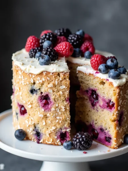 Berry Coconut Dog Birthday Cake Recipe with Mixed Berries and Yogurt Frosting