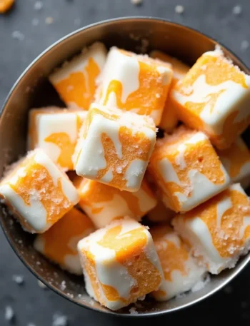 Homemade frozen pumpkin and yogurt dog treats with marbled swirl pattern in a metal bowl